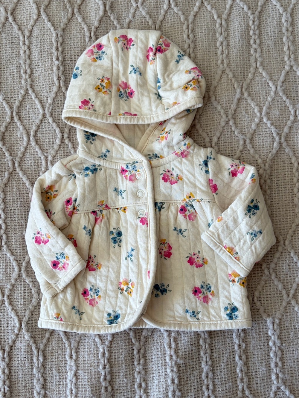 Carter’s Girls' Cream Floral Quilted Hooded Jacket
